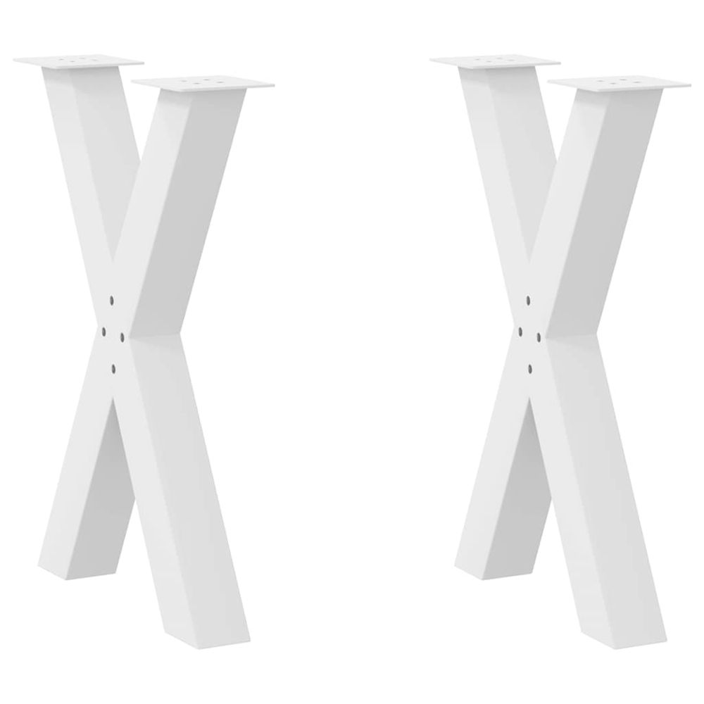 Pieds de table à manger en forme de x, 2 pièces, blanc, 60 x (72-73) cm, acier