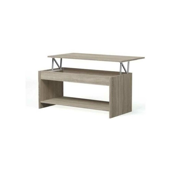 Table basse relevable - style contemporain - décor chene sonoma - l100 x p50 x h44cm - happy