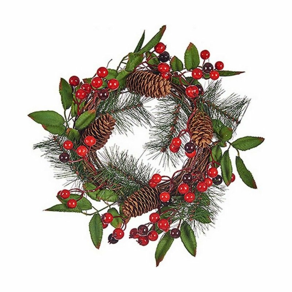 Couronne de noël rouge marron vert plastique(30x10x30cm)