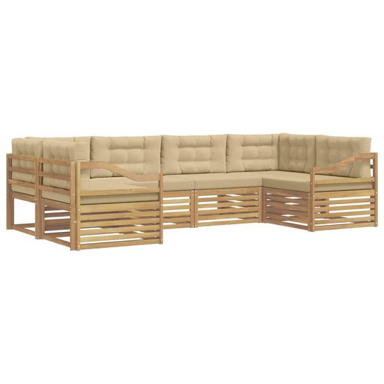 Ensemble de canapés d'extérieur 6 pc blanc et beige polyester