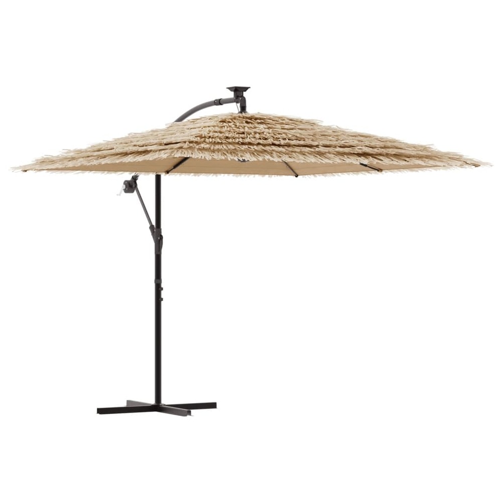 Parasol de jardin avec led et mât en acier marron 246x246x230cm