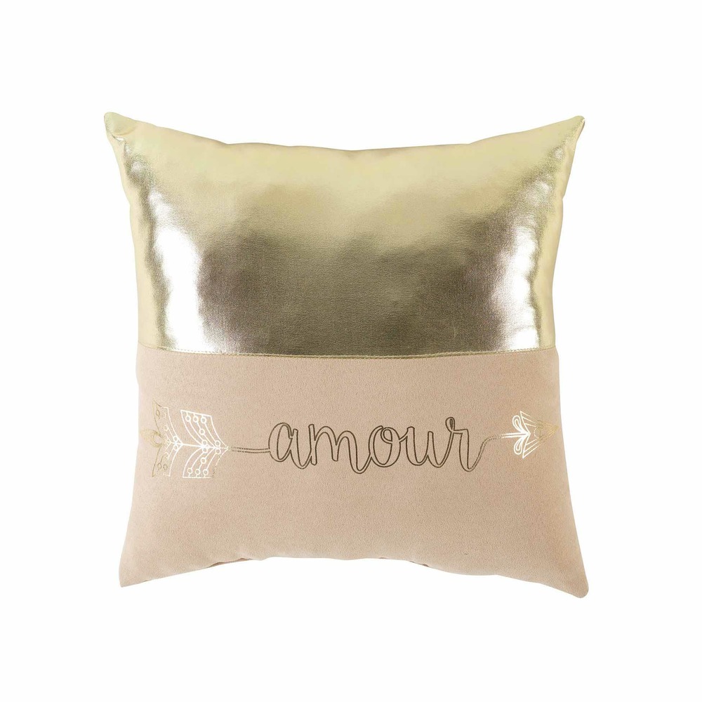 Coussin suede love effet metal