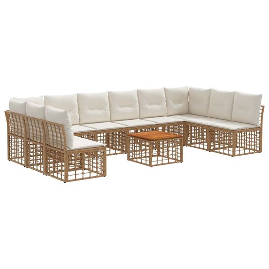 Ensemble de canapés d'extérieur 11 pc blanc naturel et crème