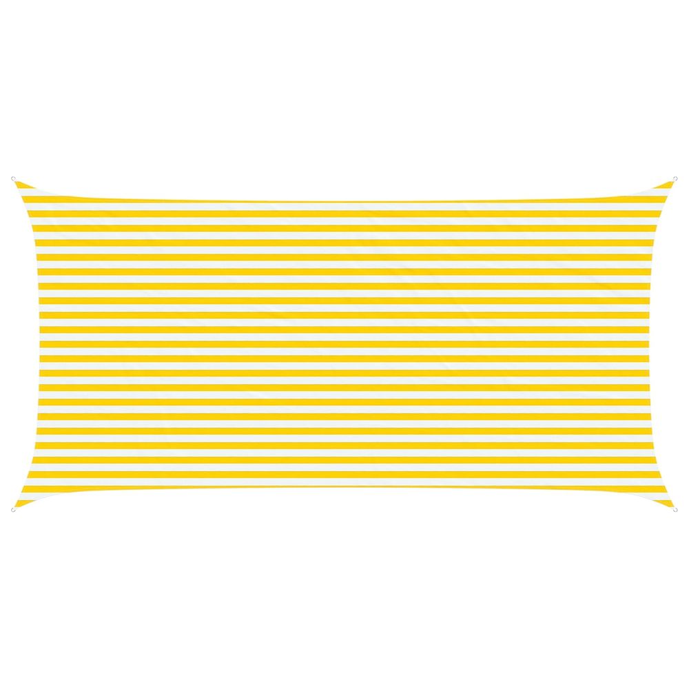 Voile d'ombre jaune et blanc 3 x 6 m 100 % polyester oxford