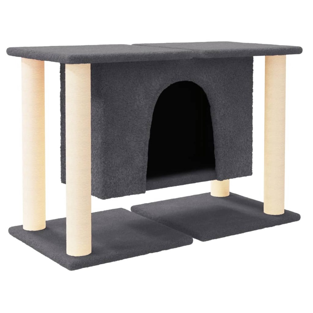 Arbre à chat meuble tour grimper jouet grattage grattoir escalade plateforme avec griffoirs en sisal foncé 50 cm gris 02_0022
