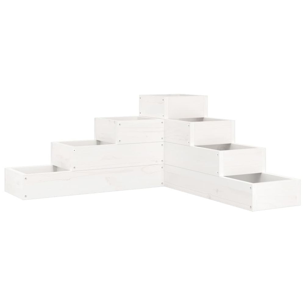 Jardinière d'extérieur 4 niveaux 80,5x79x36 cm blanc bois de pin massif
