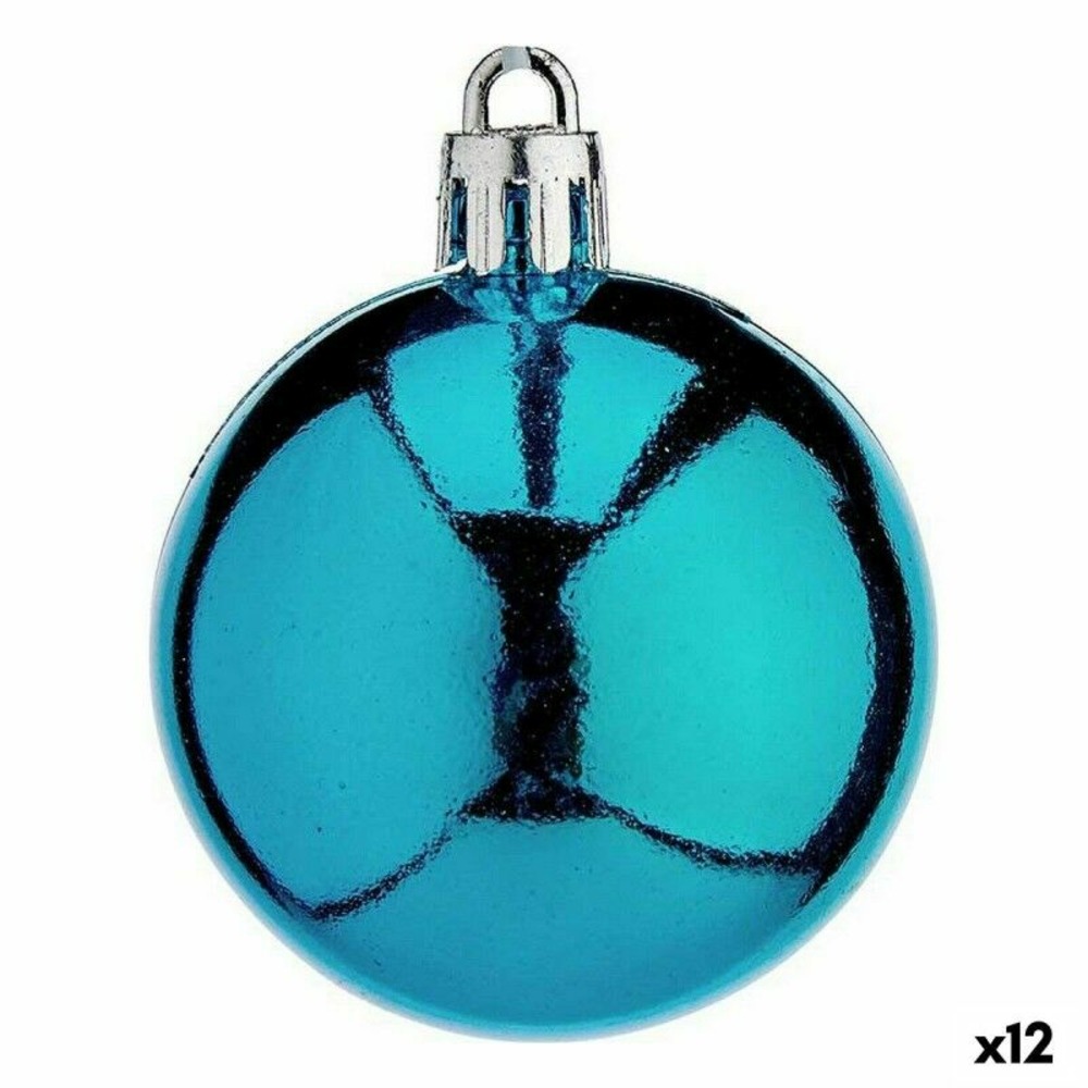 Lot de boules de noël bleu plastique 5 x 6 x 5 cm (12 unités)