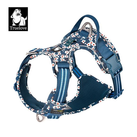 Harnais chien dressage anti traction & promenade truelove country plus - S : 43 - 53 cm - Saxony blue & white