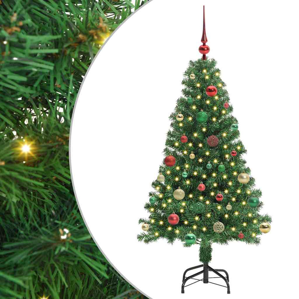 Sapin de noël artificiel vert 150 cm pvc, acier et plastique