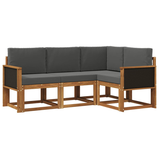 Ensemble de canapés d'extérieur 4 pcs naturel et anthracite