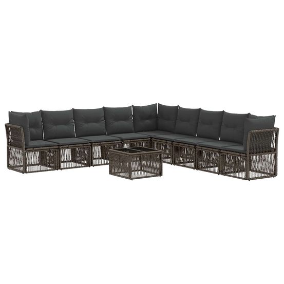 Ensemble de canapé de jardin 10 pc gris polyrotin