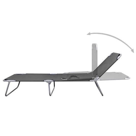 Chaise longue pliable avec dossier réglable gris