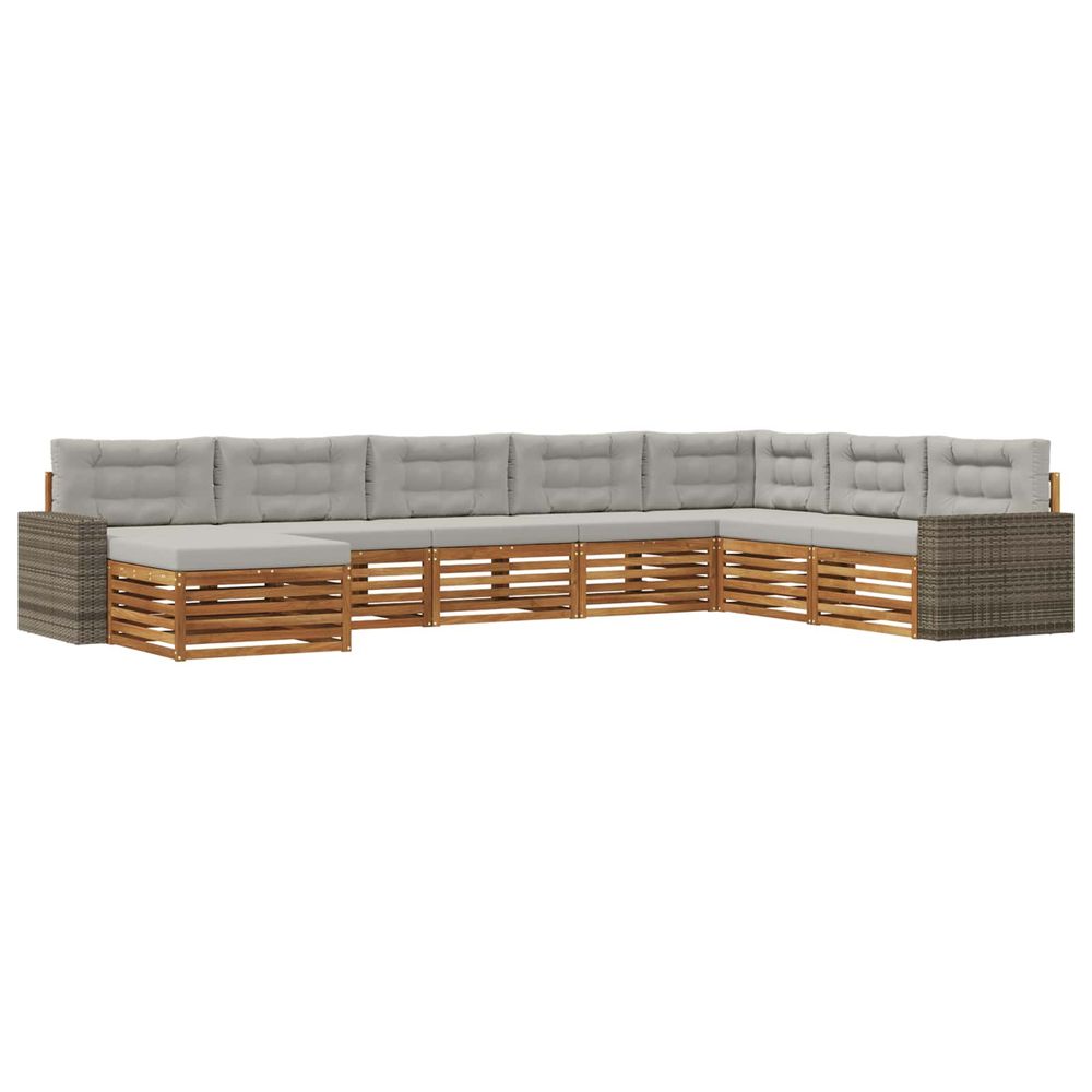 Ensemble de canapés d'extérieur 8 pc naturel et gris clair