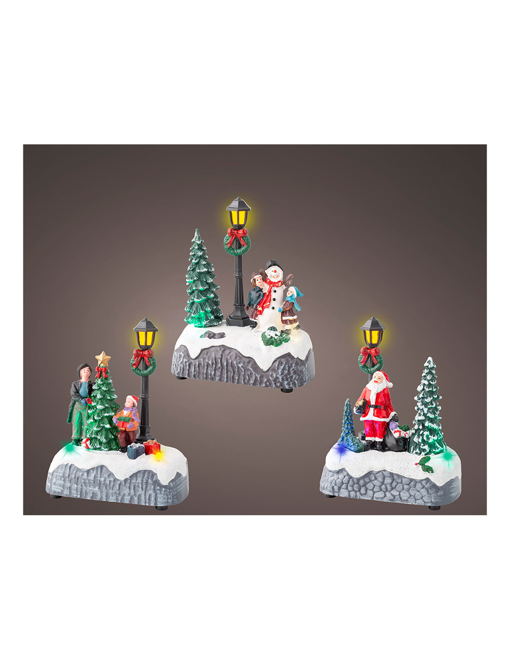 Figurine de noël led avec lampe lampe, 3 modèles. Lumineo