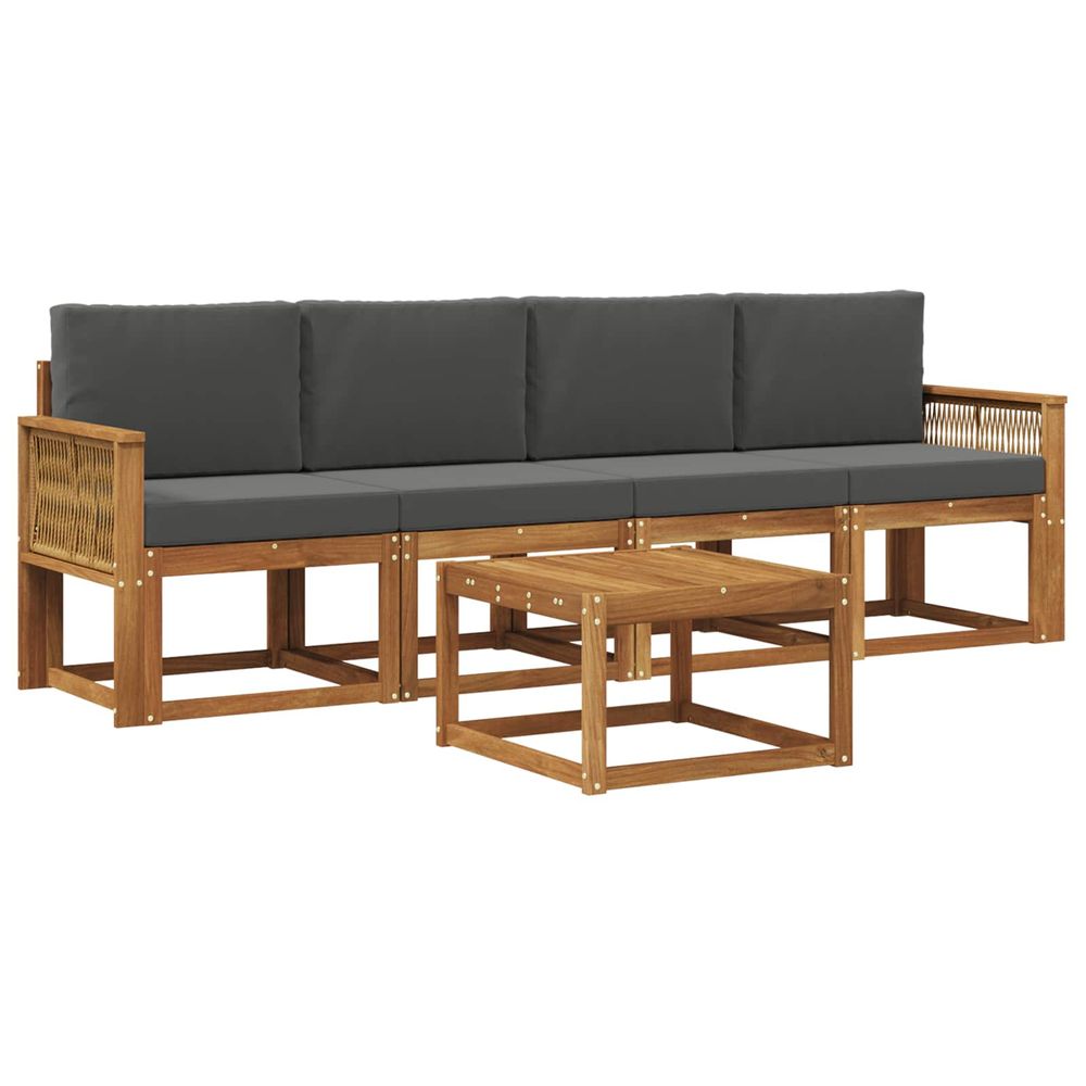 Ensemble de canapés d'extérieur 5 pc naturel et anthracite