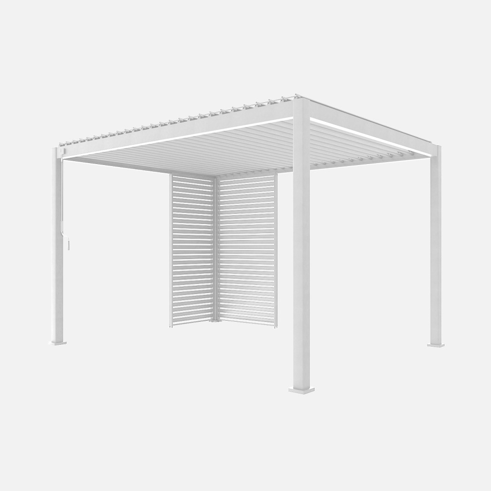 Pergola bioclimatique aluminium 4x3m + 1 persienne 100cm + 1 persienne 130cm triomphe