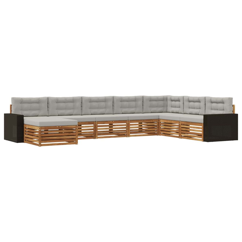 Ensemble de canapés d'extérieur 8 pc naturel et gris clair