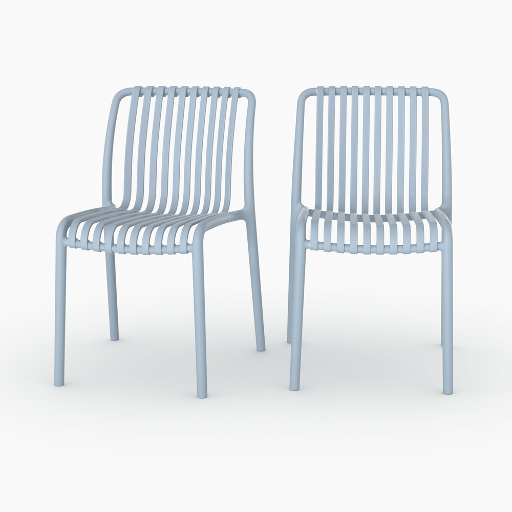 Duli-lot de 2 chaises de jardin empilables en plastique bleu pastel
