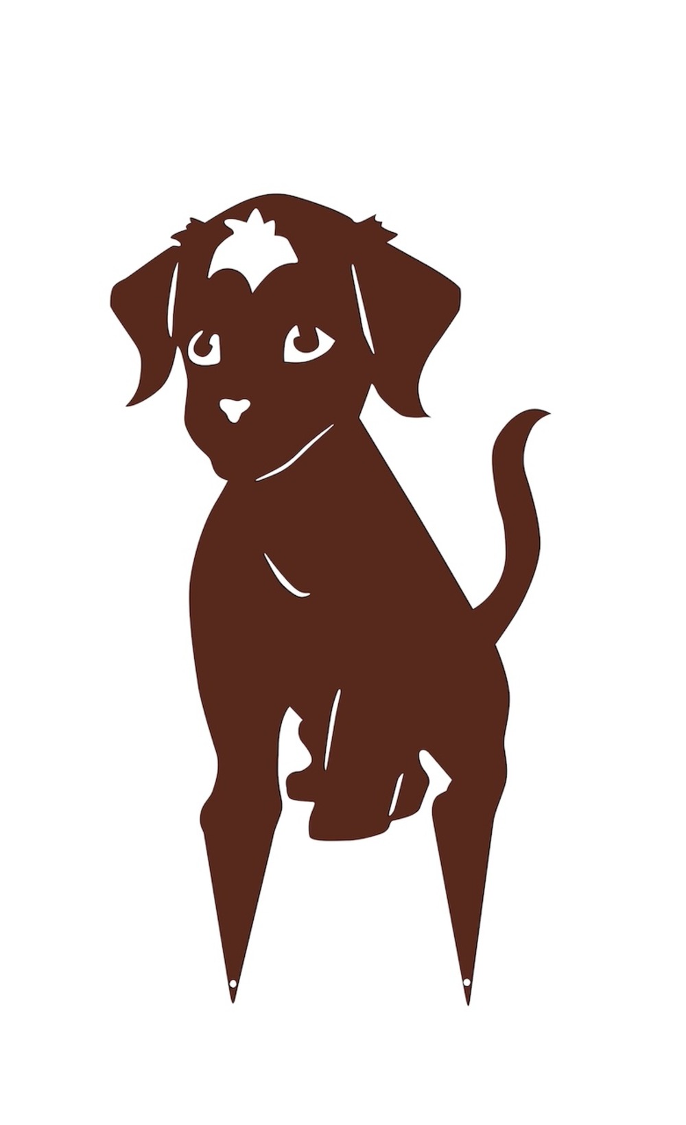 Figurine à piquer en forme de chiot - 20x36,5cm - fer vieilli