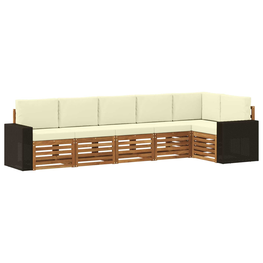 Ensemble de canapé d'angle avec coussin 6 pcs naturel et crème