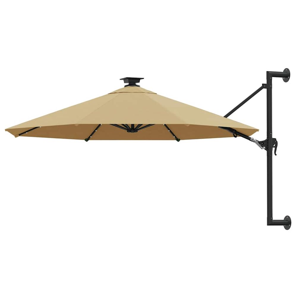 Parasol mural de jardin avec led 300 cm taupe