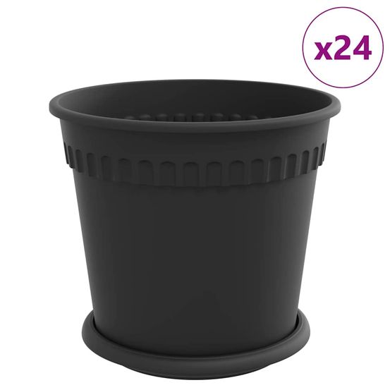 Pots de plantes 24 pc noir plastique