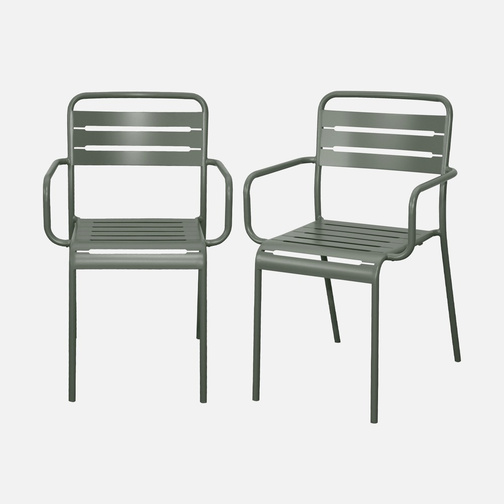 Lot de 2 fauteuils de jardin acier, amélia l50.4 x p53 x h79.5 cm