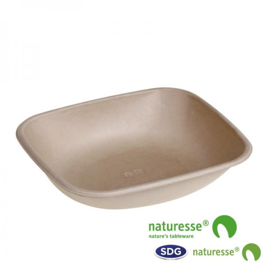 Bol rectangulaire pulpe de cellulose nature 600 à 900 ml - sdg - lot de 500