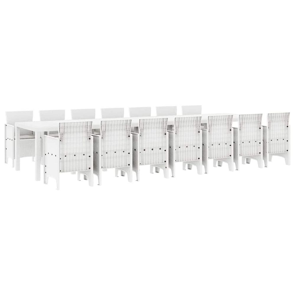 Ensemble de salle à manger de jardin avec coussins 15 pc blanc