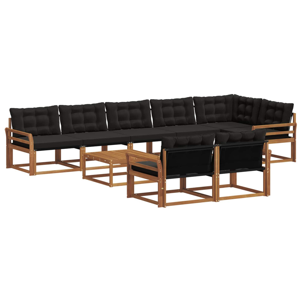 Ensemble de canapés d'extérieur 9 pcs naturel et noir