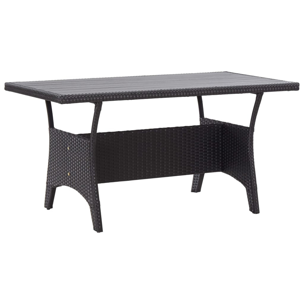 Table de jardin noir 120x70x66 cm résine tressée