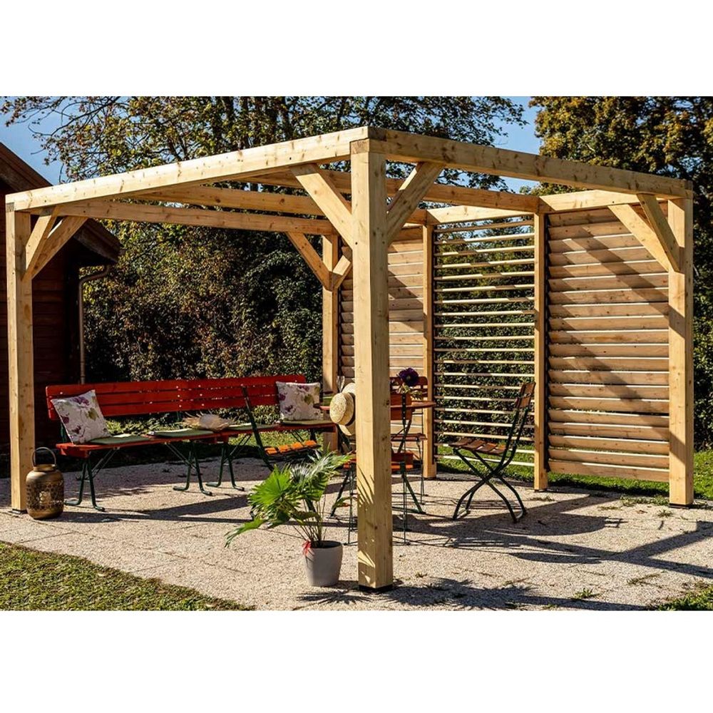 Pergola bioclimatique 12.20m² bois naturel - vt3436v