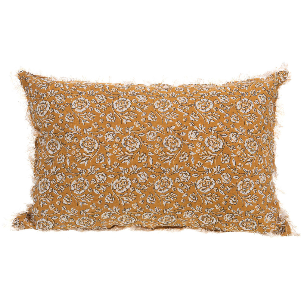 Coussin en lin à motifs capucine 40 x 60 cm