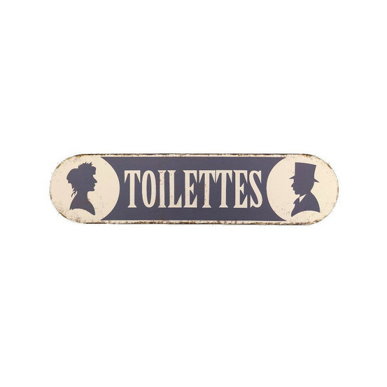 Plaque de porte décorative vintage de toilettes fer bleu 51x13cm