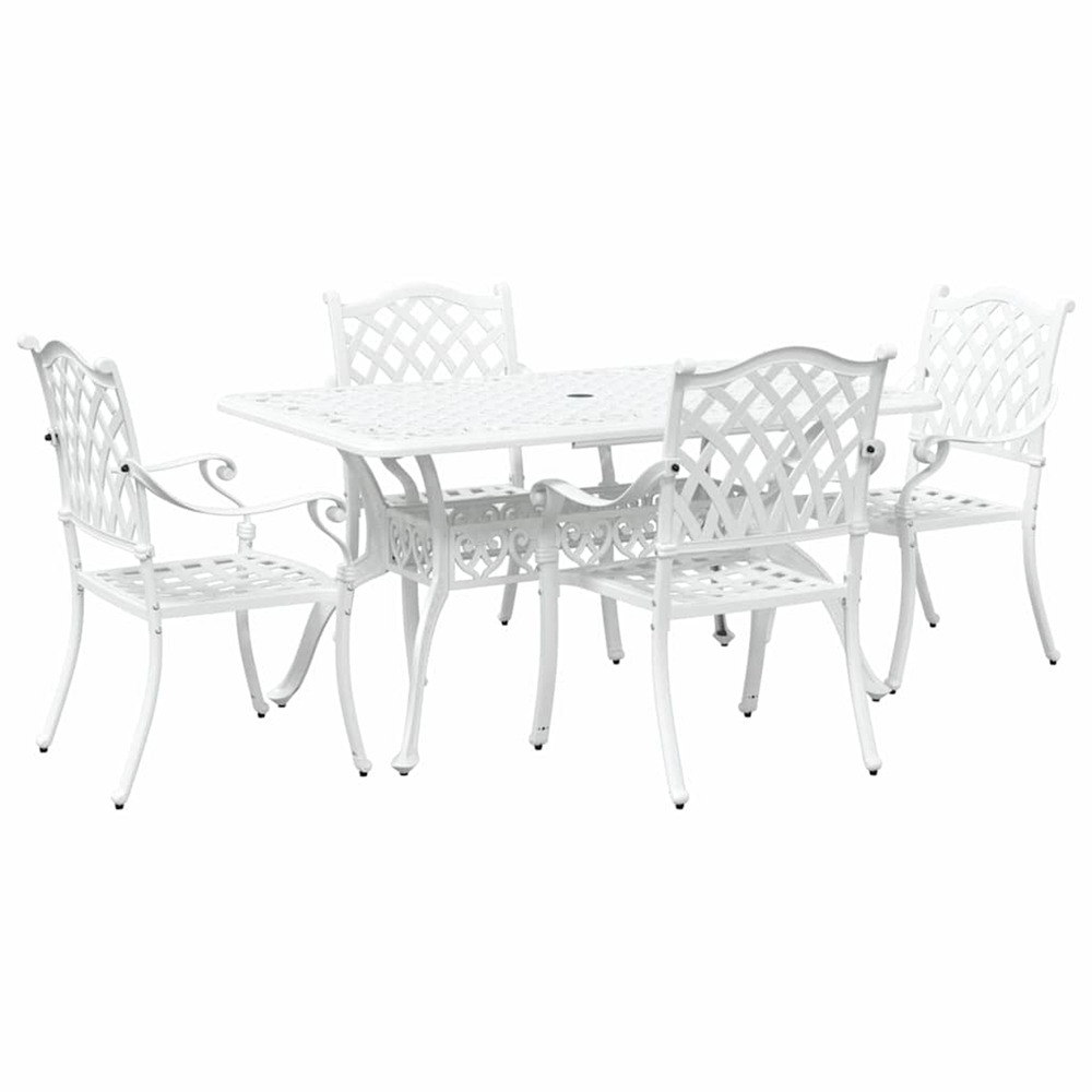 Ensemble de salle à manger pour jardin 5 pcs blanc aluminium