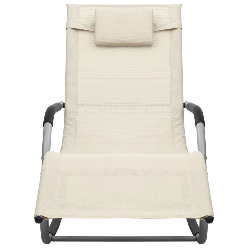 Chaise longue textilène crème et gris