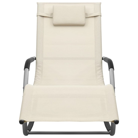 Chaise longue textilène crème et gris