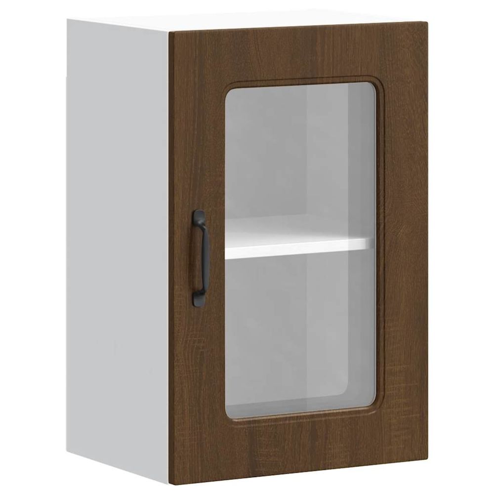 Armoire murale de cuisine et porte en verre kalmar chêne marron