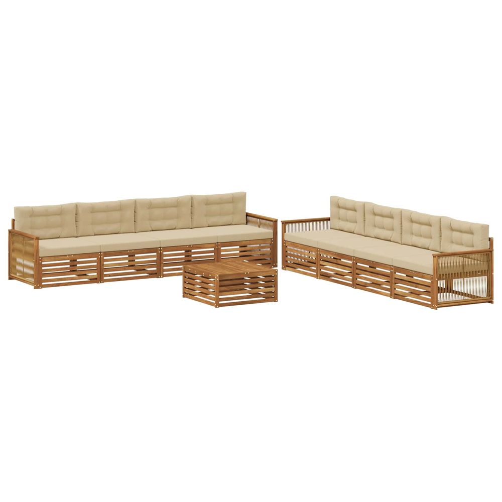 Ensemble de canapés d'extérieur 9 pc naturel et beige