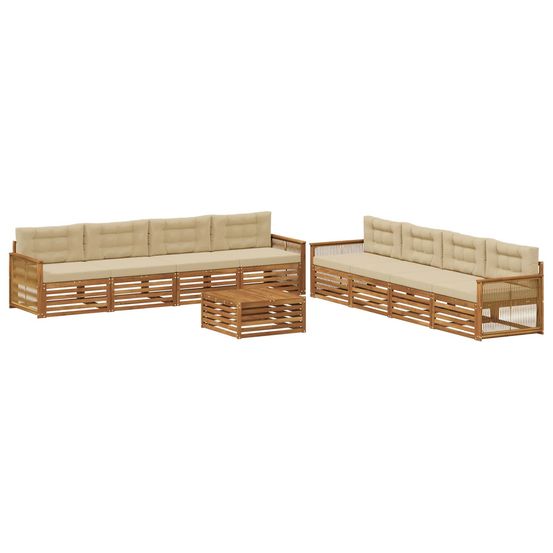 Ensemble de canapés d'extérieur 9 pc naturel et beige