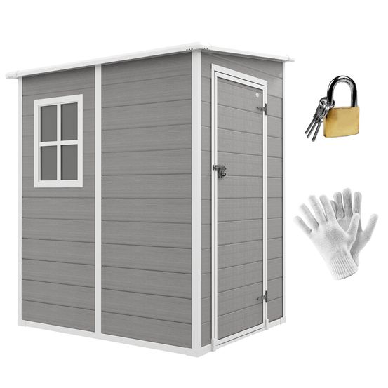 Abri de jardin aluminium et plastique gris 122 x 149 x 192/177 cm rangement sécurisé - comfortxl outdoor living