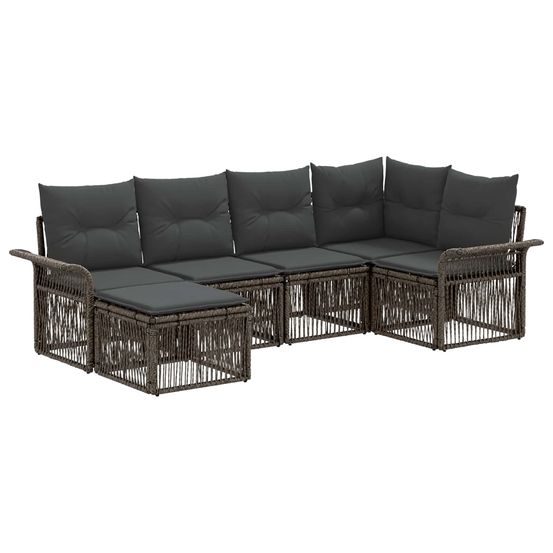 Ensemble de canapé de jardin 6 pc gris polyrotin