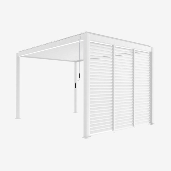 Pergola bioclimatique 4x3m + 3 persiennes 100cm pour le côté de 3m