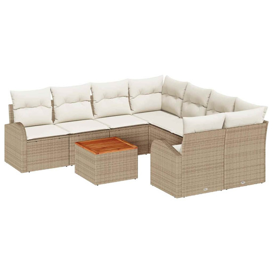 Ensemble de canapé de jardin 9 pcs beige et blanc