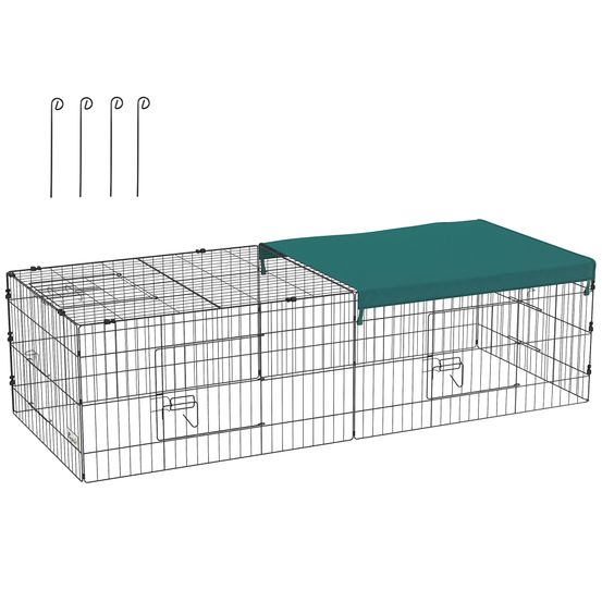 Parc modulable acier lapins & rongeurs 1.39 m² - enclos intérieur/extérieur bâche