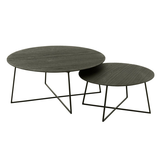 Lot de 2 tables basses gigognes en teck