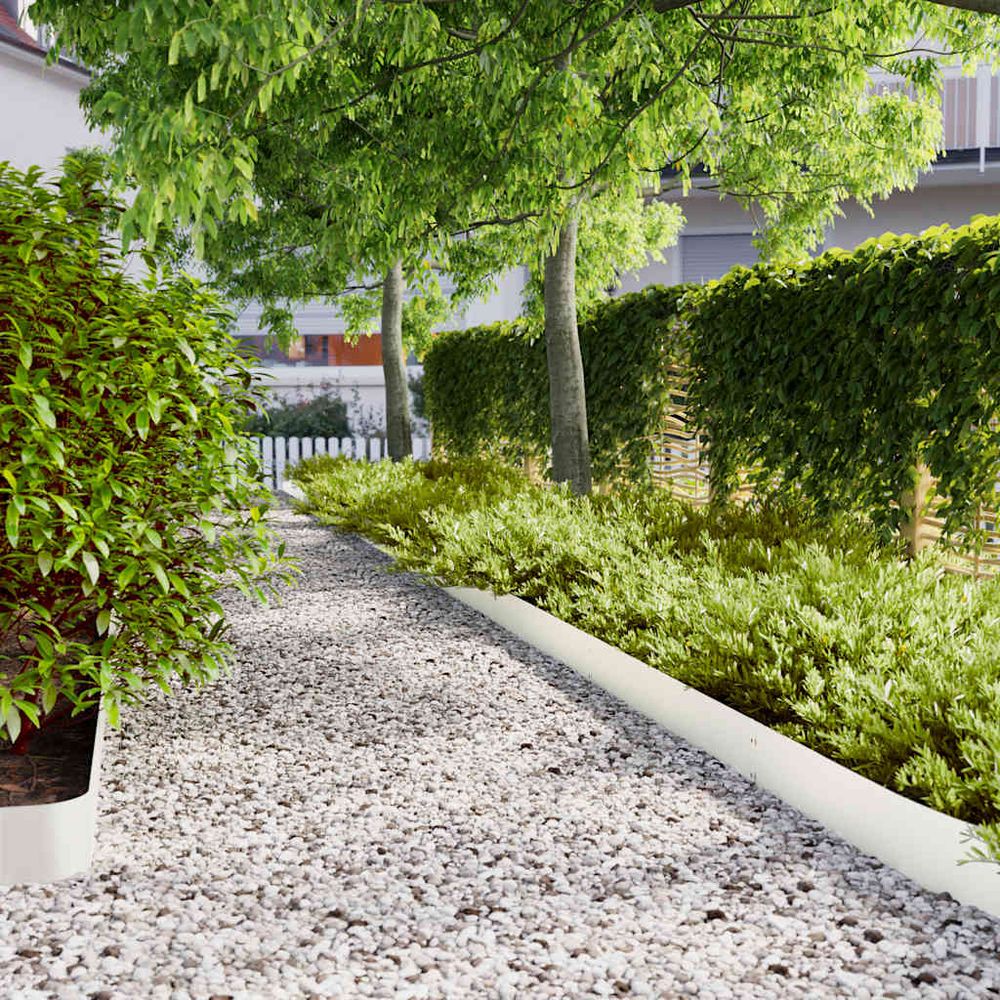 Bordure pelouse acier laminé jardin aménagement flexible 10pcs 15x103cm blanc