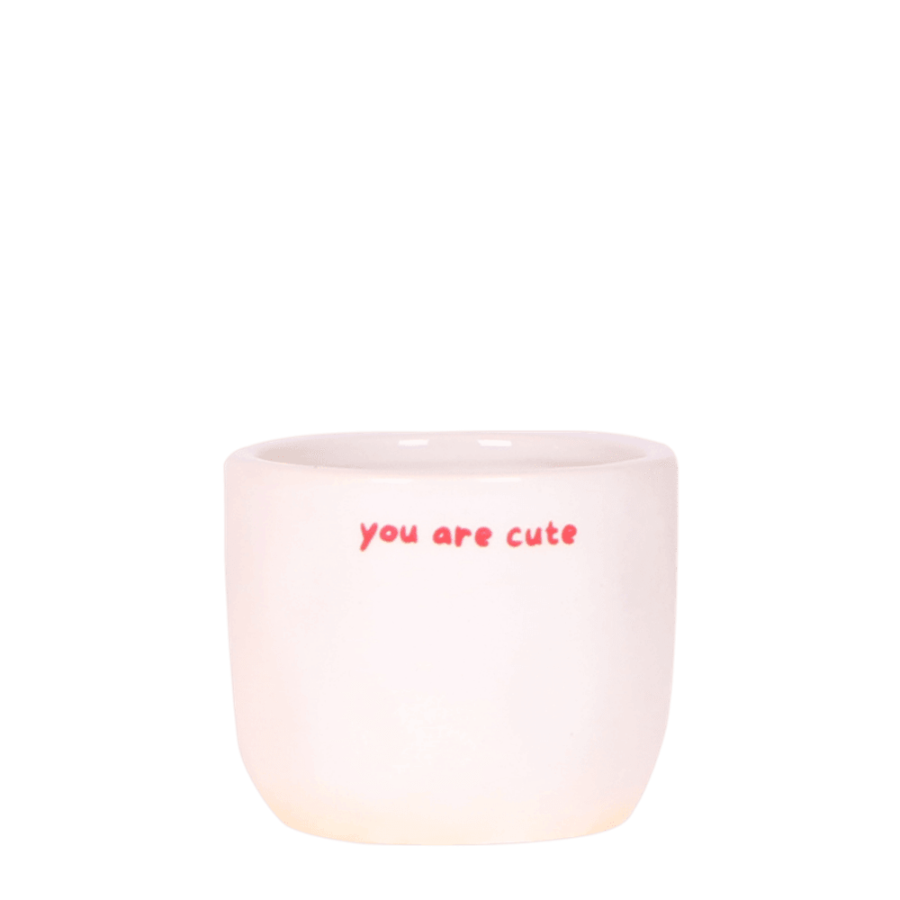 Cache-pot blanc à message you are cute - ø6 cm