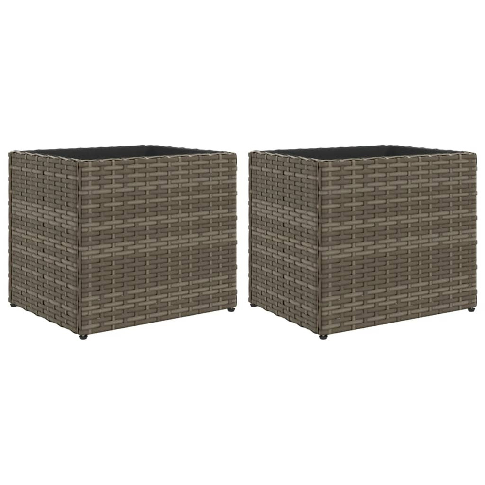 Jardinière d'extérieurs 2 pcs gris 36x30x32 cm résine tressée