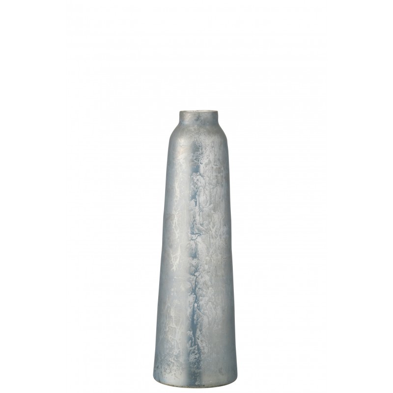 Vase rond verre bleu glace